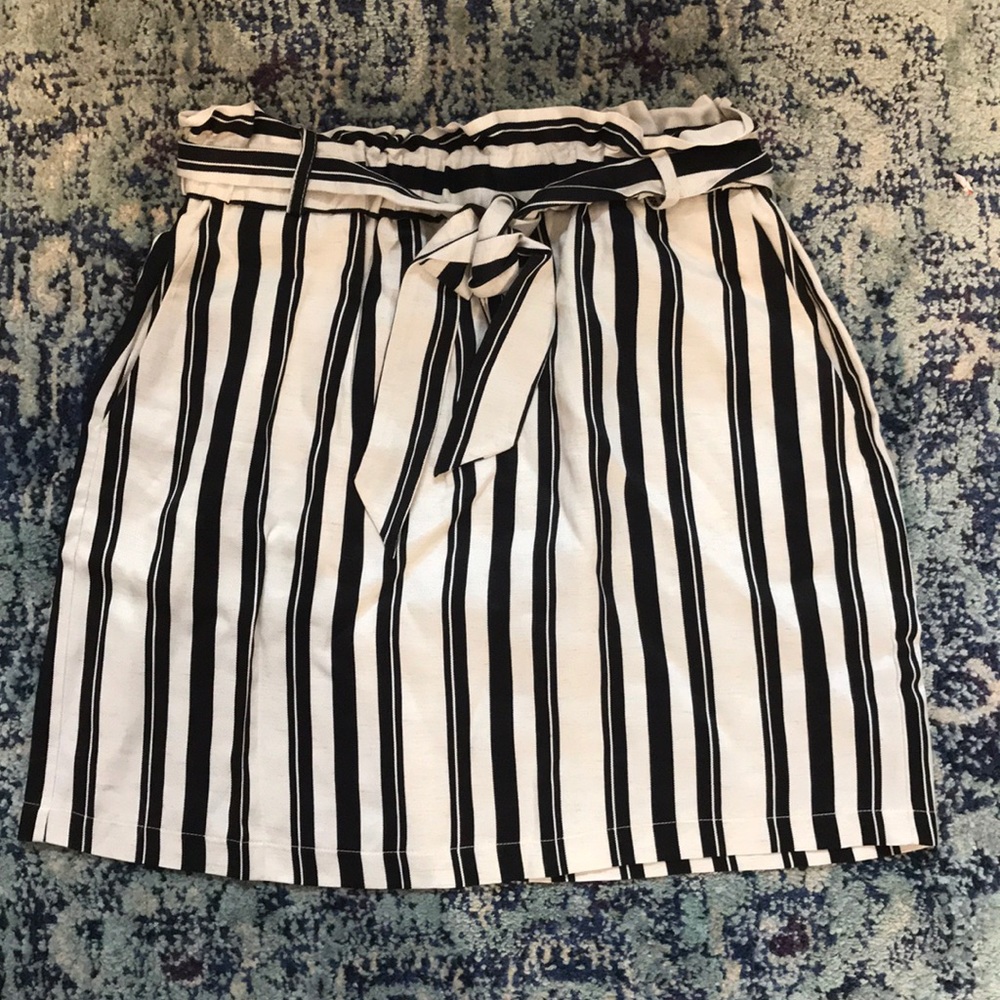 Topshop Black and White Striped Skirt